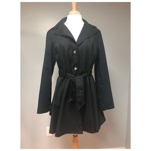 Cynthia Rowley Black Trench Raincoat L